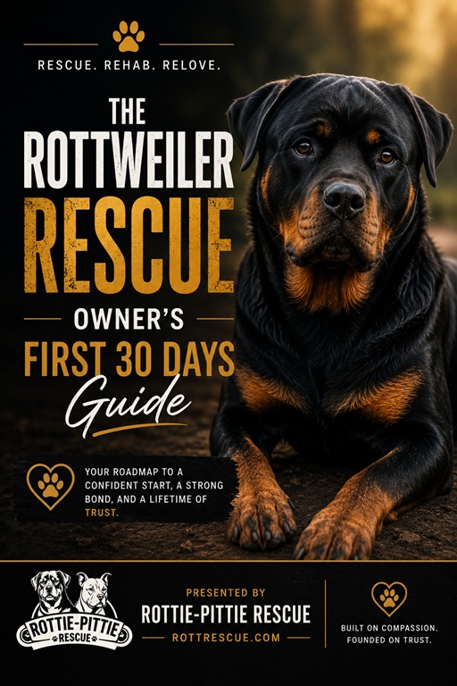 Rottweiler and Pit Bull rescue owner first 30 days guide cover